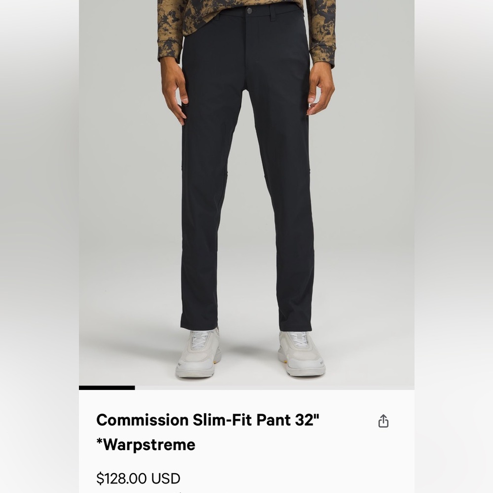 Men’s Lululemon Commission slim fit warpstreme 30x32. Obsidian